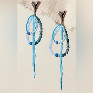 Free People Reese Dangle Earrings. NWT. Sky blue/silver